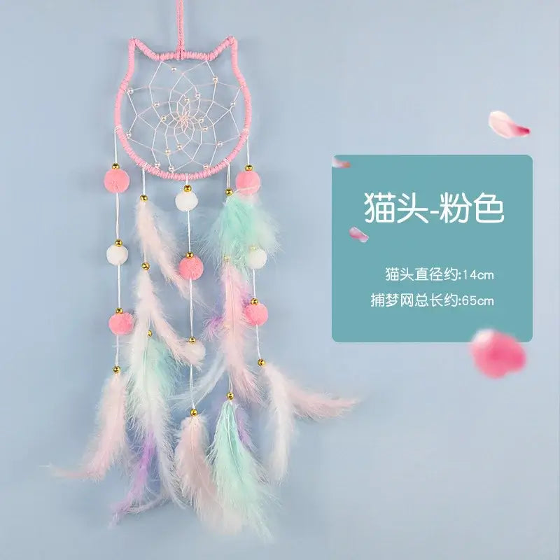 Cute Dream Catcher To Hang Home Decoration Star Moon Dreamcatcher Feather Ornaments Wall Hanging Interior Kid Room House Decor