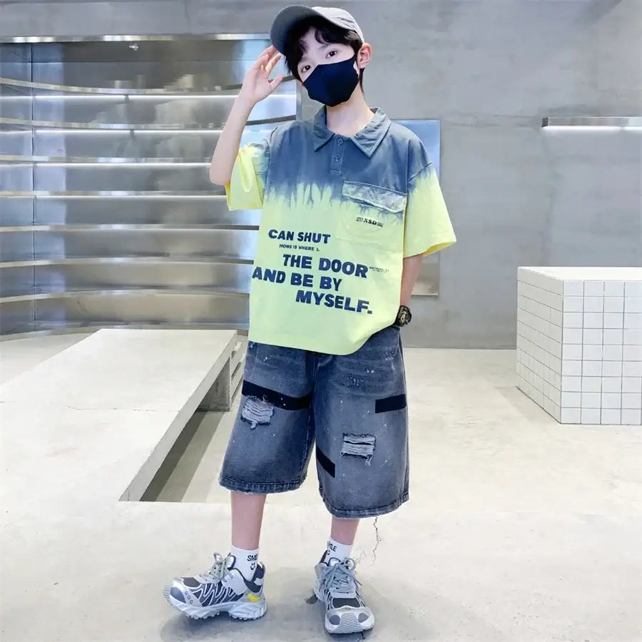 Teen Boys Clothing Sets Summer Kids Clothes Casual Outfit Suit 2PCS Tweens Child Letter Tracksuit Costume Age 5 7 8 9 11 13 14 Y