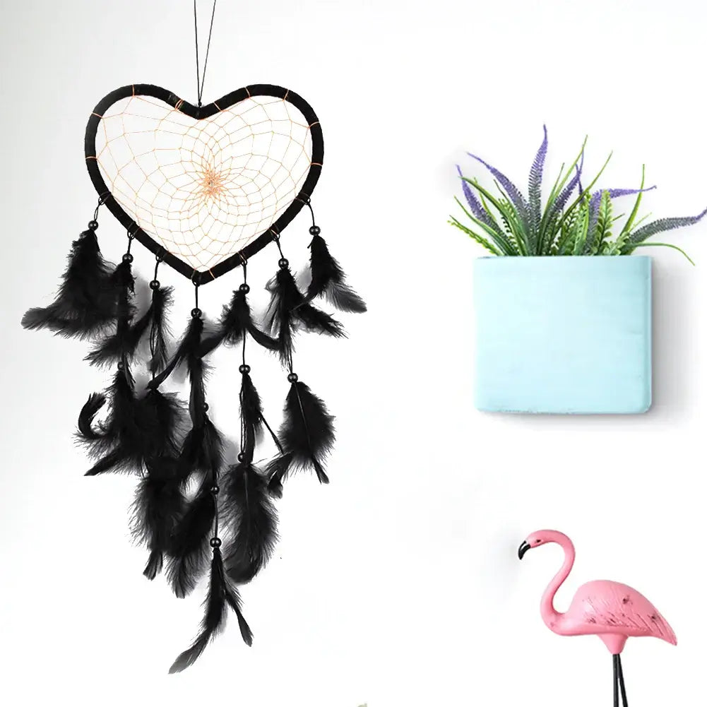 Dream Catcher Wind Chimes Art Chimes Home Craft Dreamcatcher Ornament Hanging Bedroom Decoration Gift Black Indian Feather