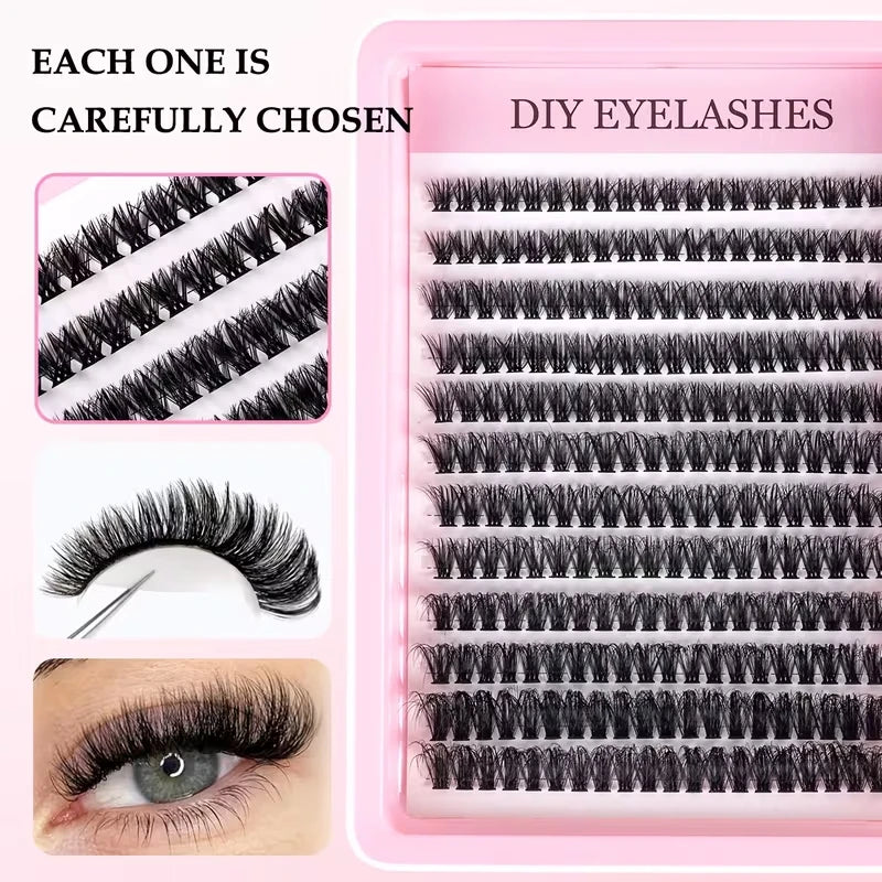 Cluster Lashes 240pcs – 40D Mixed Lengths 9–16mm | Ultra-Natural, Soft & Light | Reusable | Beginner-Friendly