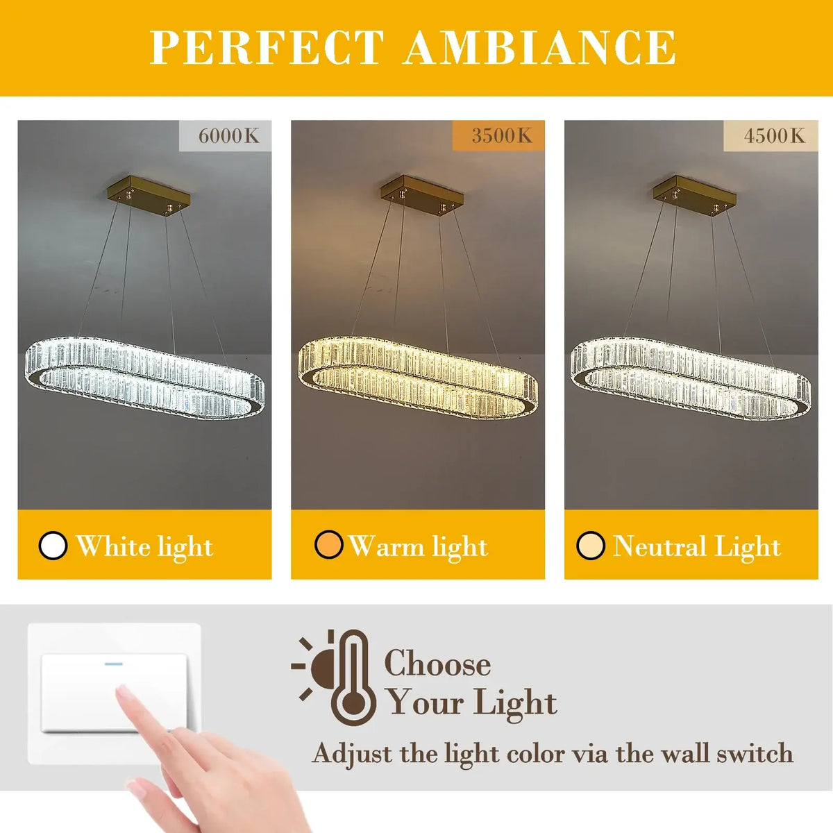 Modern Oval Crystal LED Pendant Chandelier