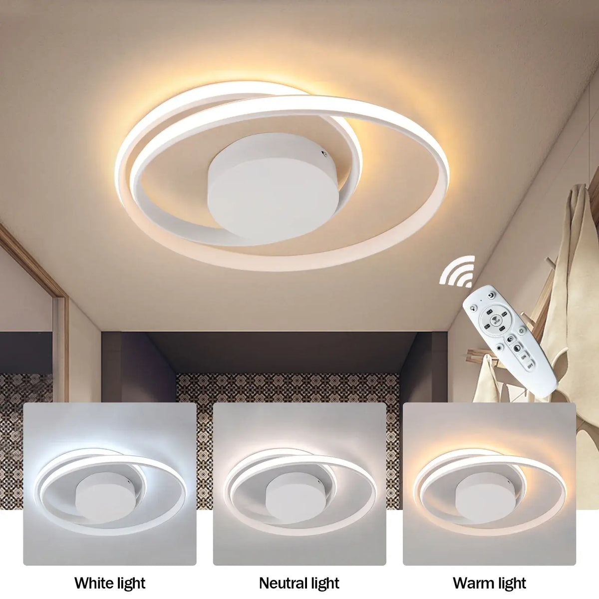 GreeLustr Dimmable LED Flush Mount Chandelier, Gold, White or Black