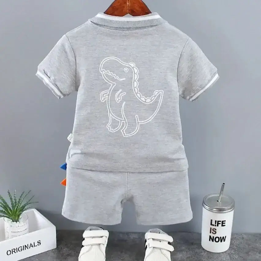 Infant Baby Boy Summer Dinosaur Polo Shirt & Shorts Set
