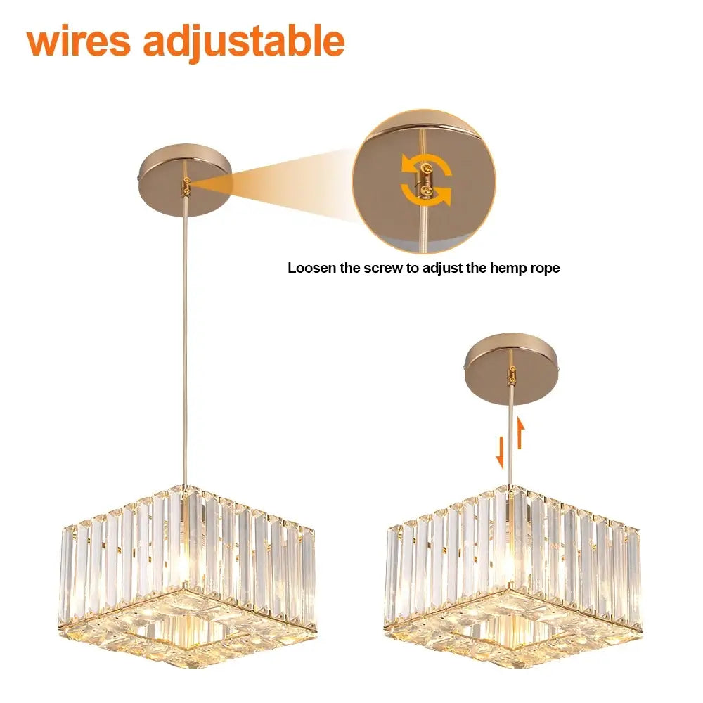 Modern Crystal Ceiling or Pendant Light, Black or Gold