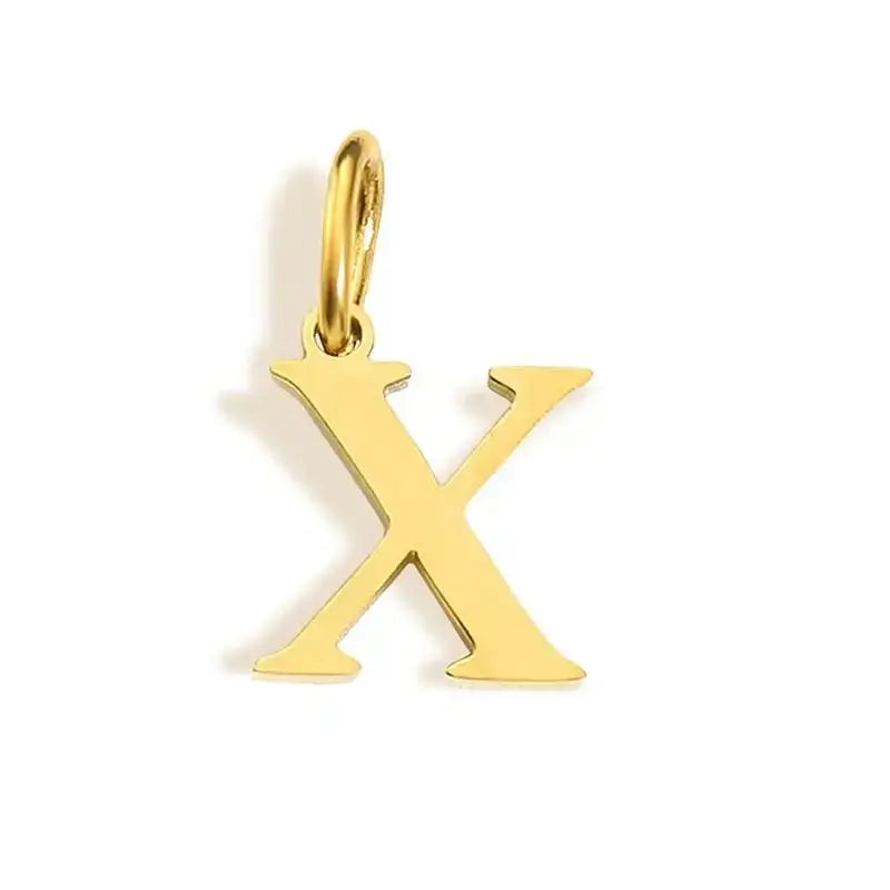 26 Letter Alphabet Initial 10mm Charm Pendant Jewelry Gold Stainless Steel Simple PVD Plated DIY Necklace Bracelet Jewelry