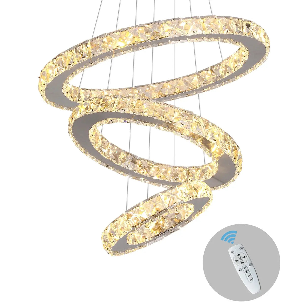 GreeLustr Crystal Ring LED Pendant Light, 1 or 3 Rings