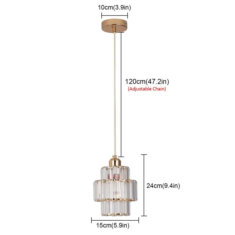 Modern Crystal Pendant Light with Gold-Tone Details