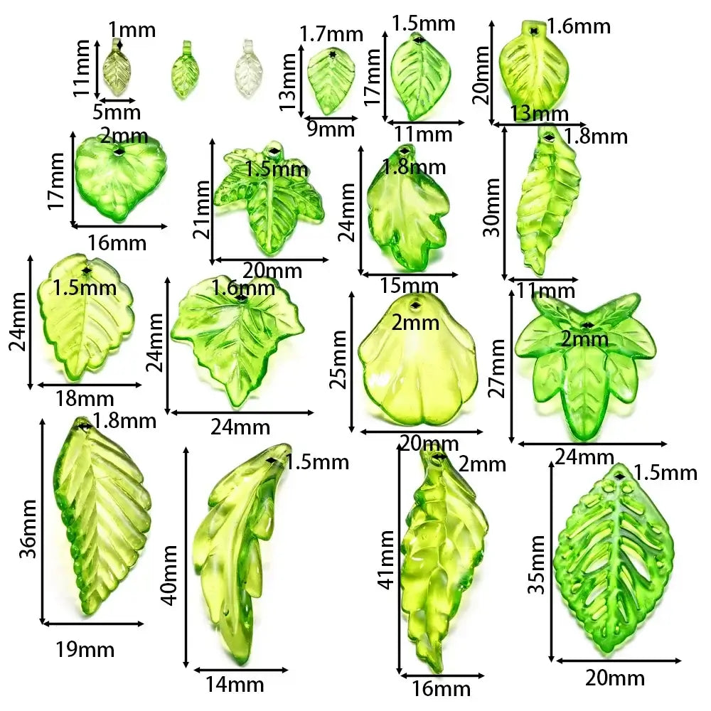 10-100pcs Green Acrylic Leaf Charms Leaves Beads Pendants For Diy Necklace Bracelet Earrings Jewelry Making Handmade Crafts
