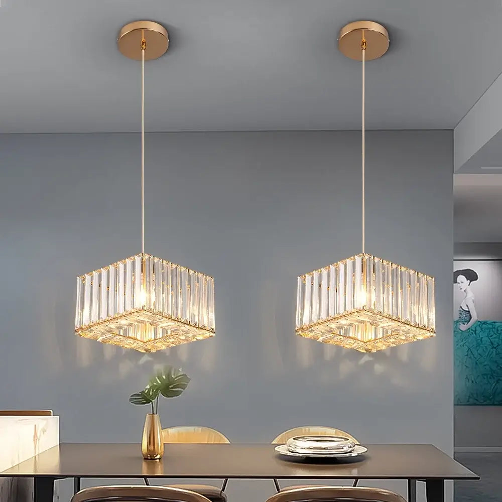 Modern Crystal Ceiling or Pendant Light, Black or Gold