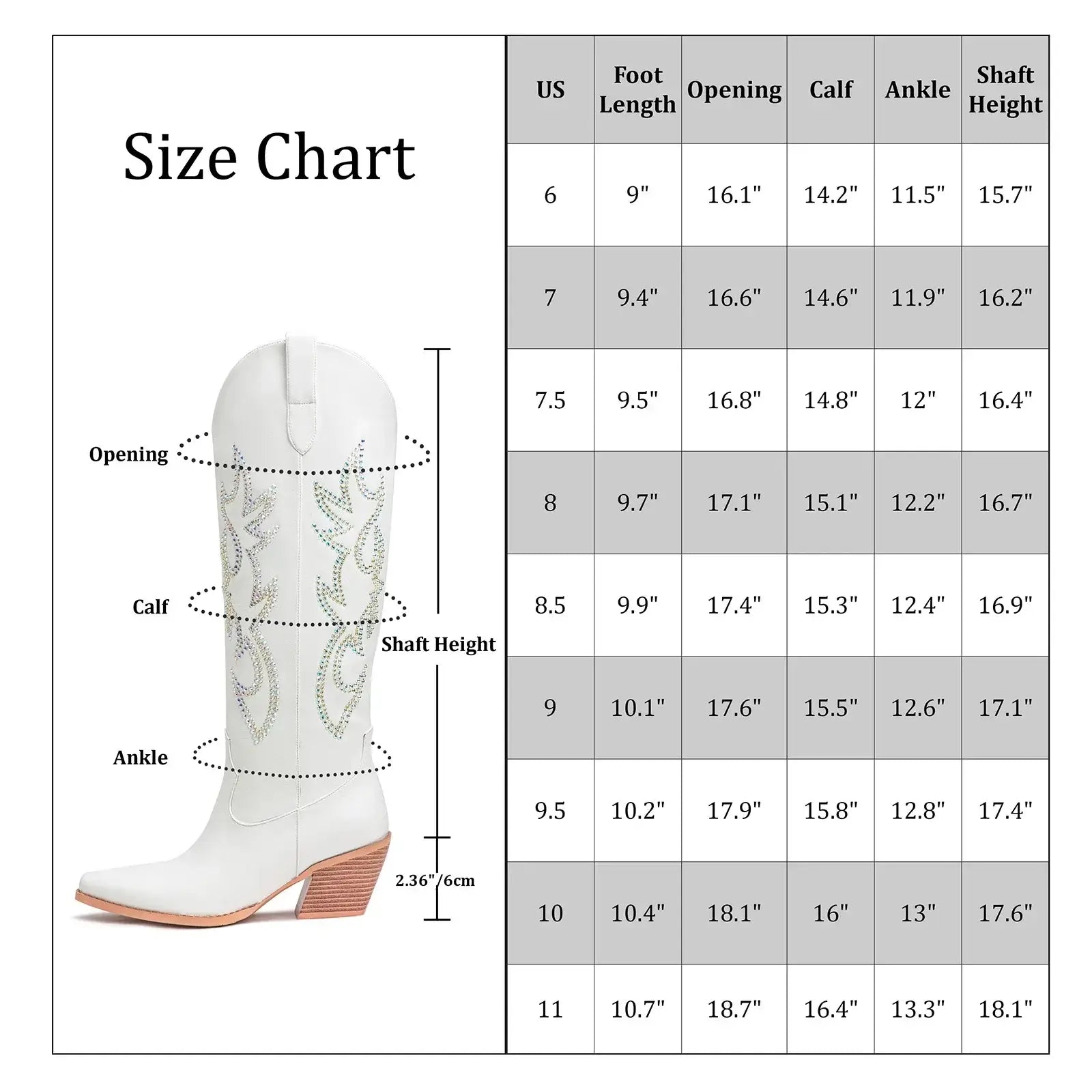 Rhinestone Cowboy Boots for Women - Black Wide Calf Knee High Cowgirl Boots with Side Zipper and Sparkly Glitter Embroidery, Alm