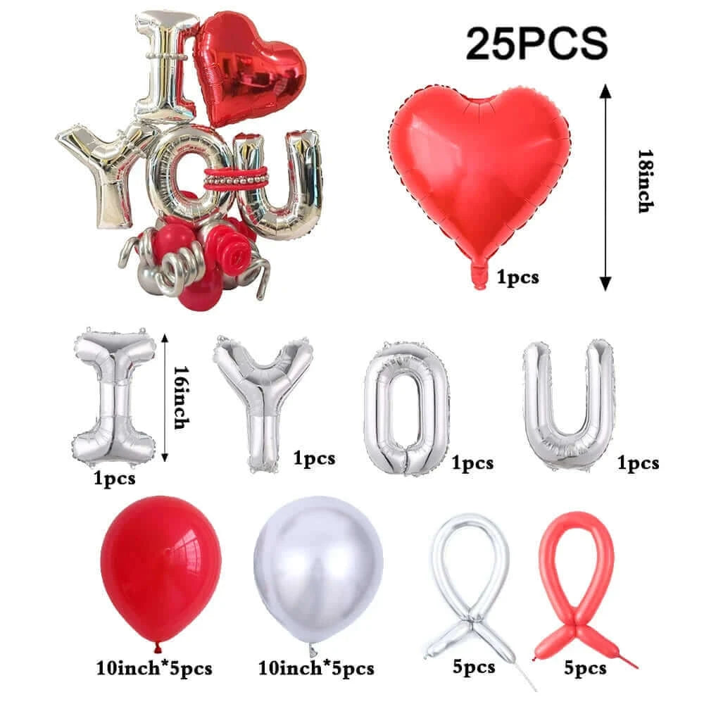 Happy Valentine’s Day Love Red Heart Bear Foil Balloons Wedding Anniversary Party Supplies Birthday Gift Home Outdoor Decoration