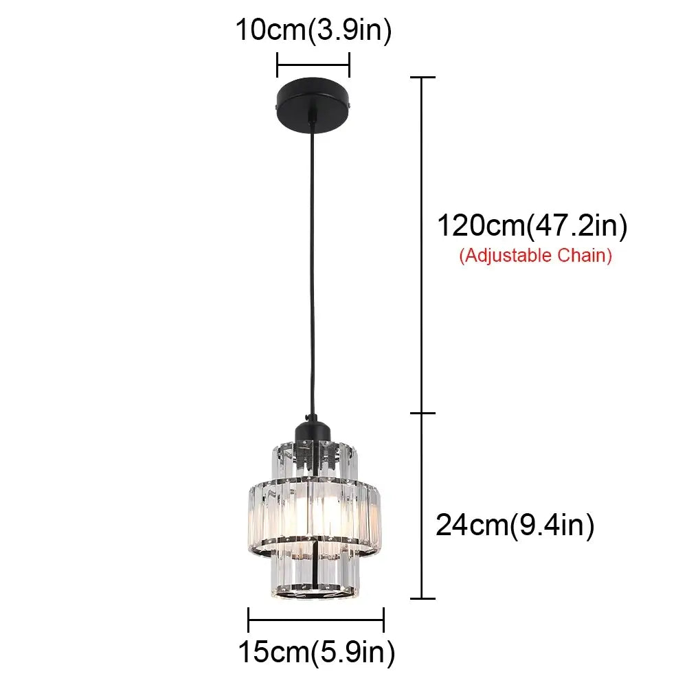 VETRULUS Crystal Pendant Light, Black or Gold