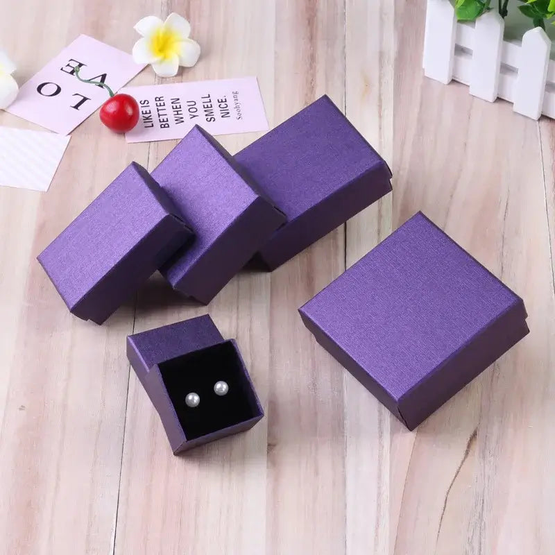 12pcs/ lot Simple Box Earnail Rings Earrings Bracelet Necklace Gray Black Paper Jewellry Display Case Jewelry Organizer 2030