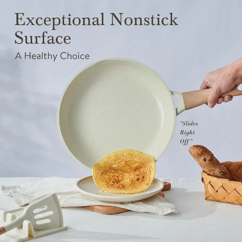 22 Pcs Non-Stick Ceramic Cookware Set - Cream White