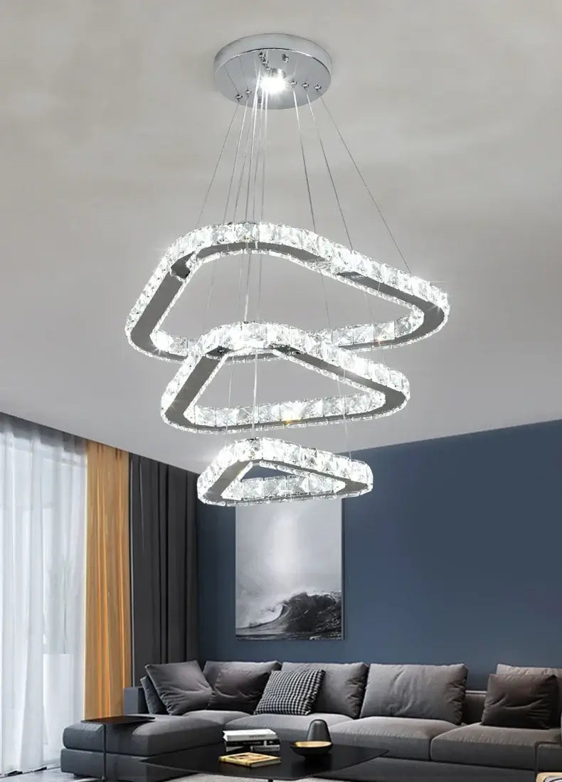 Modern Geometric Crystal LED Pendant Chandelier