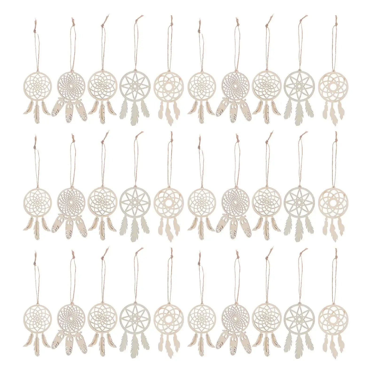 50pcs Dream Catcher Kit Unfinished Wooden Cutouts For Diy Crafts Painting Boho Wall Hanging Decor Craft Supplies Home Wall
