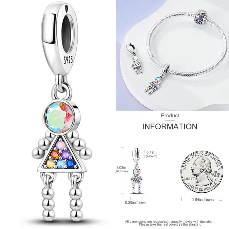Hot Dream Catcher Feather 925 Sterling Silver Purple Colorful Moon Dreamy Blue Charm Original Fits Women DIY Jewelry Girl Charms