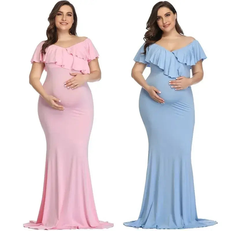 Elegant Plus Size Maternity Dress for Photo Shoots