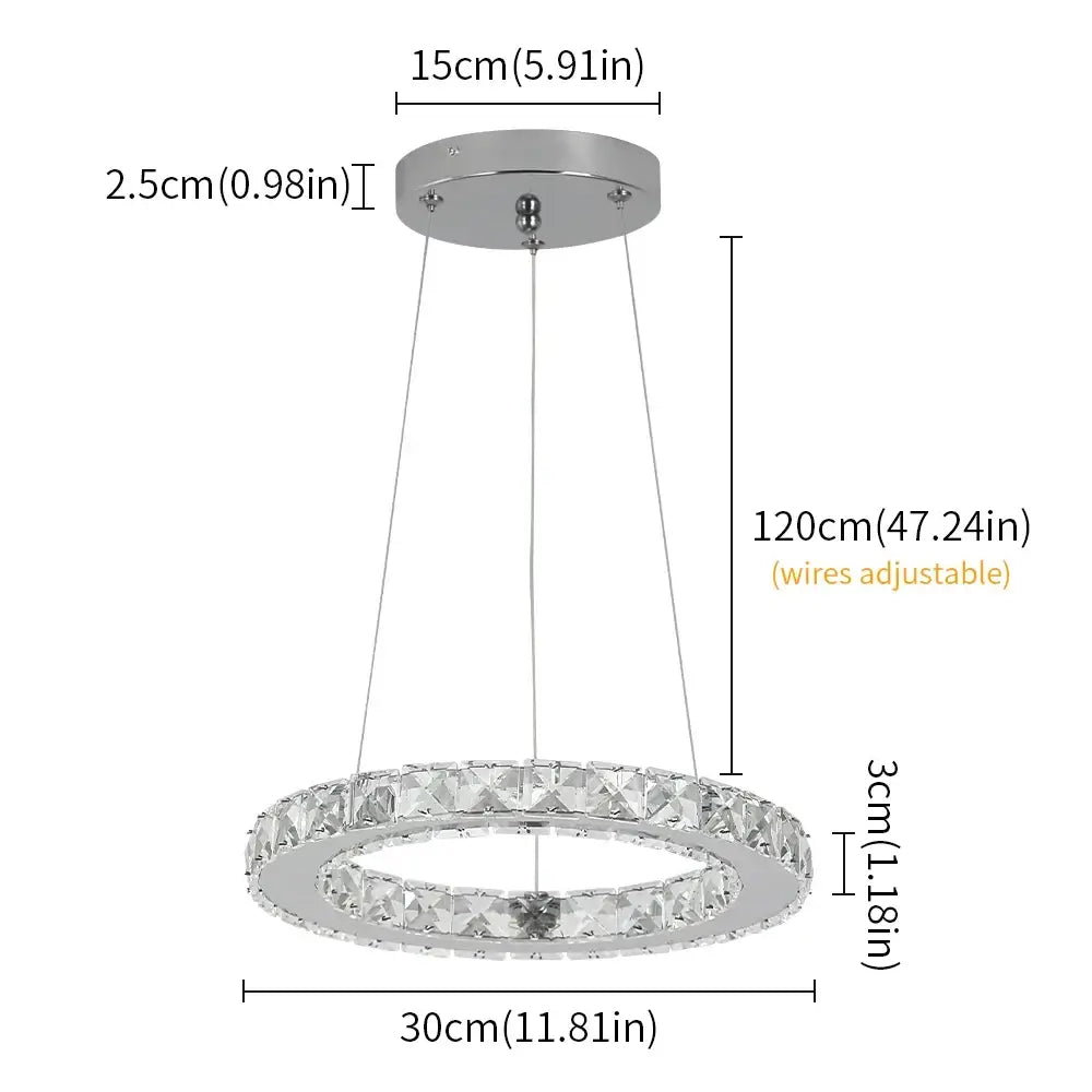 GreeLustr Crystal Ring Pendant Light, Selectable Controls