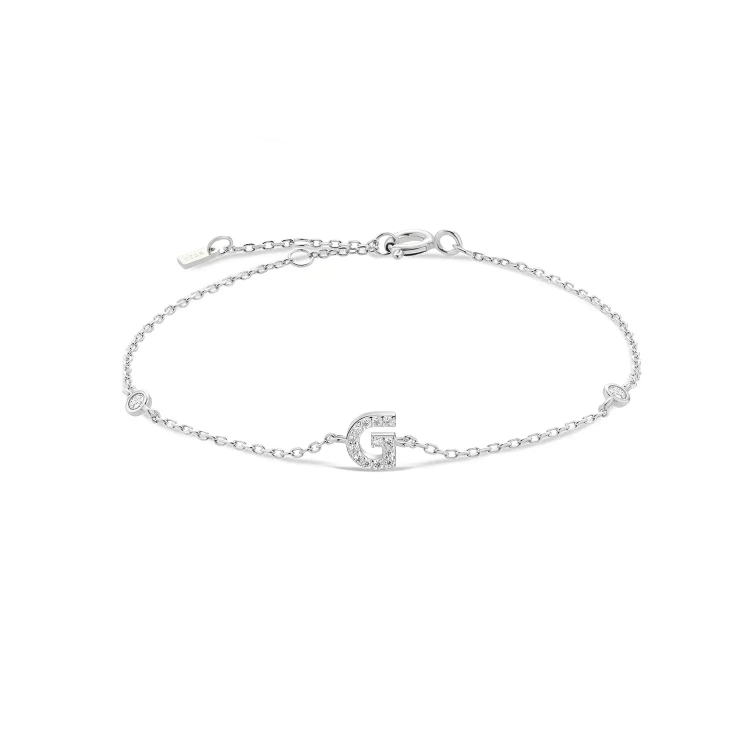 925 Sterling Silver Initial 26 Letters Alphabet Monogram Gold Name Bracelet Crystal CZ Zircon 2021 Fashionable Jewelry