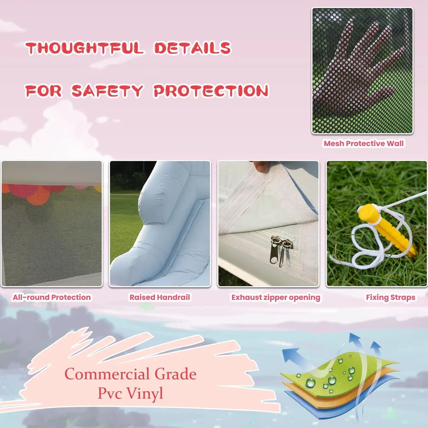 Inflatable Macaroon PVC Water Sildes Ball Pool for Children Jungle Gym Water Play Equipment With 1100W Air Blower