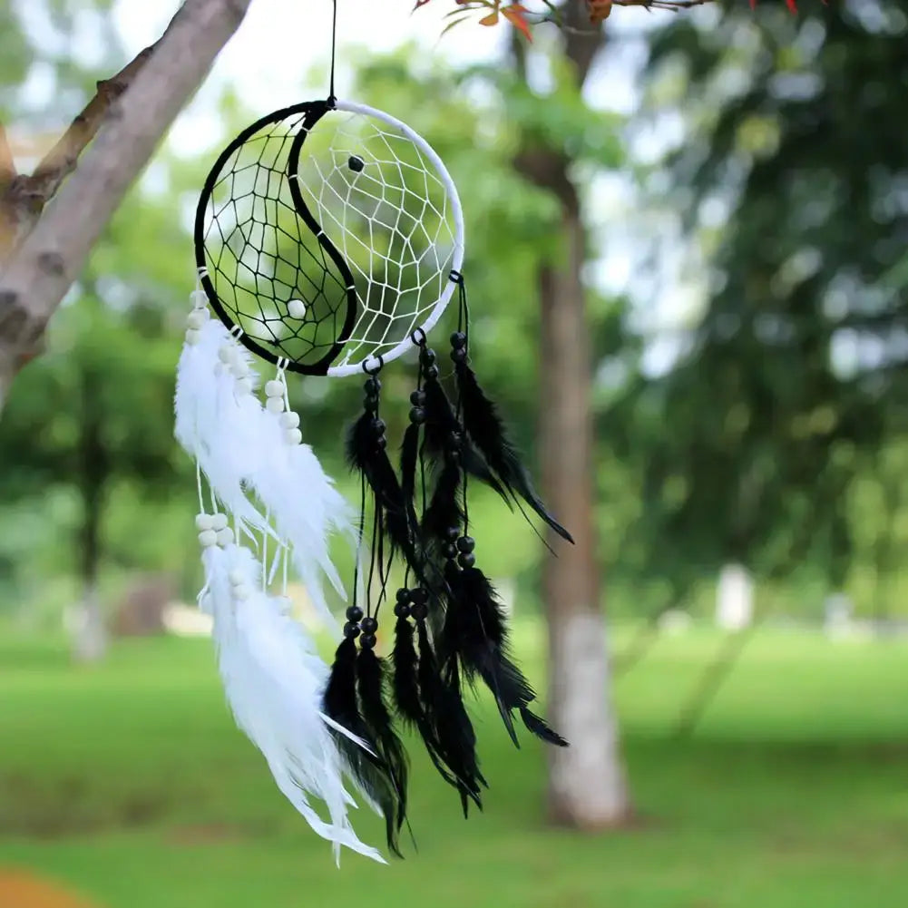 Balance Harmony Dream Catcher Bedroom Decor Dream Catcher Black White Feather Dream Catchers Yin Yang Wall Decorations for Home