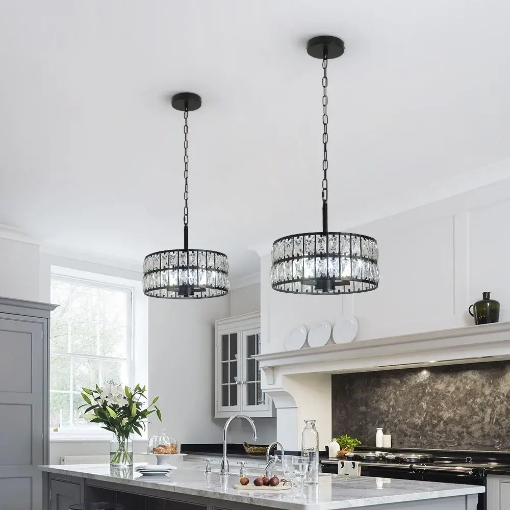 VETRULUS Crystal Pendant Light, Black or Gold