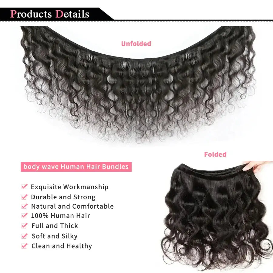 Body Wave Bundles Human Hair Brazilian Hair Weave Bundles 100% Natural Black Human Hair Extensions 3 PCS Bundles