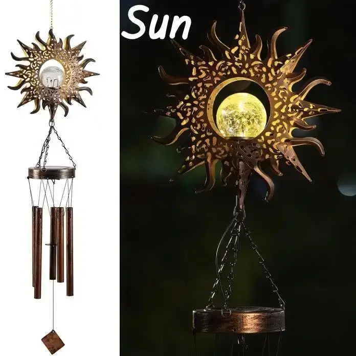Glowing Crackle Glass Solar Wind Chimes Waterproof LED Outdoor Wind Bells Unique Garden Decorative Gifts