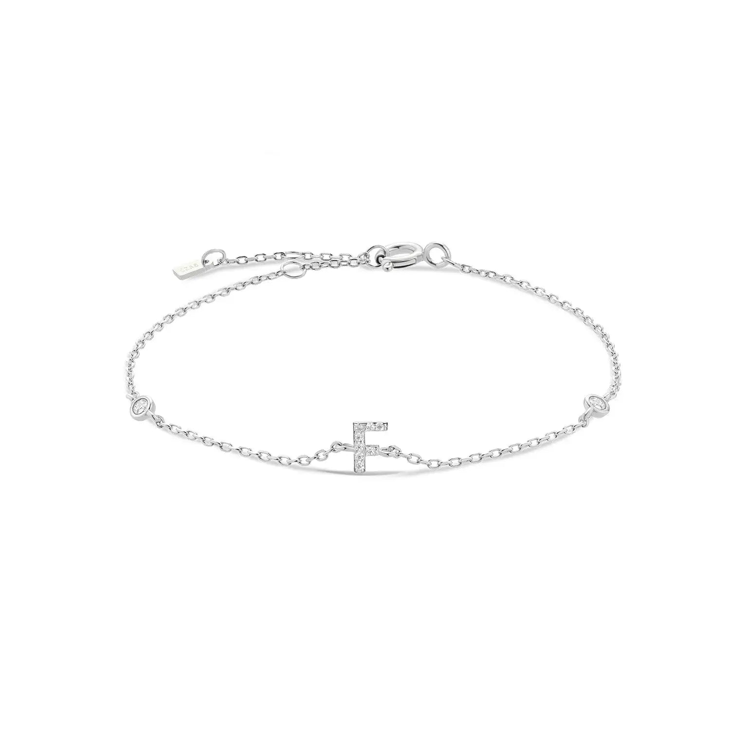 925 Sterling Silver Initial 26 Letters Alphabet Monogram Gold Name Bracelet Crystal CZ Zircon 2021 Fashionable Jewelry