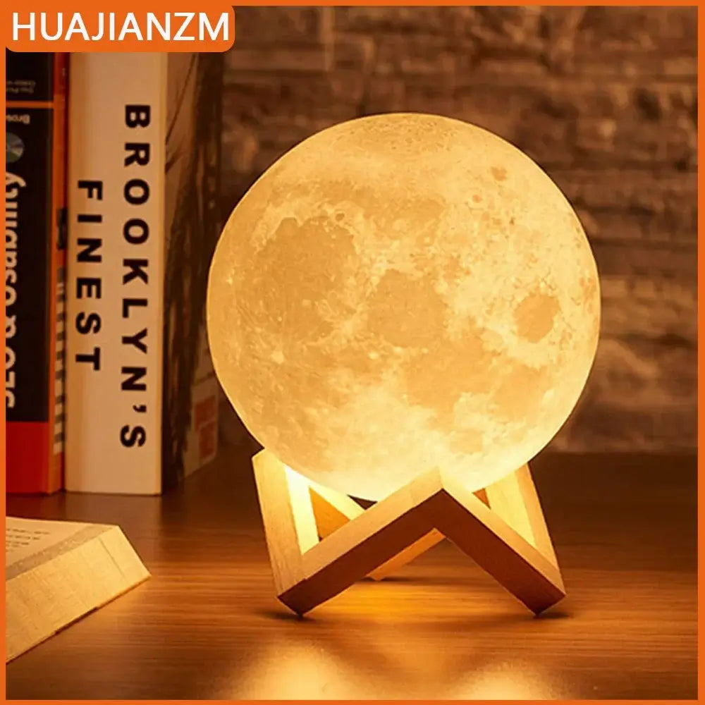 Battery-Powered LED Moon Night Light with Stand