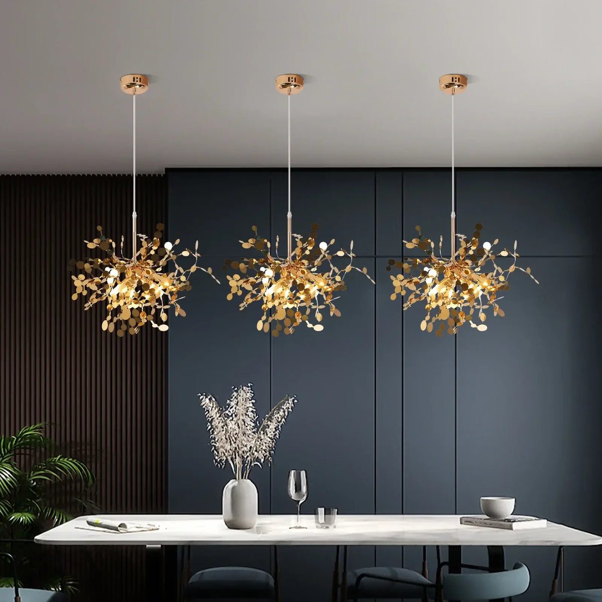 Modern Firework-Style Crystal LED Chandelier, Gold or Silver