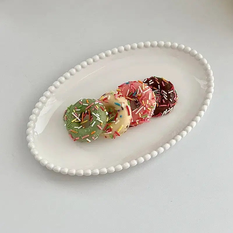 Elegant French Ins Ceramic Plates - Pearl Edge Design