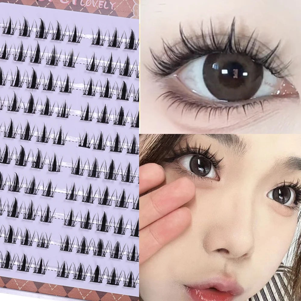 DIY Self-Adhesive Cluster Lashes – 10 Rows/Box | Glue-Free | Natural Long Manga Style | Handmade | Unisex