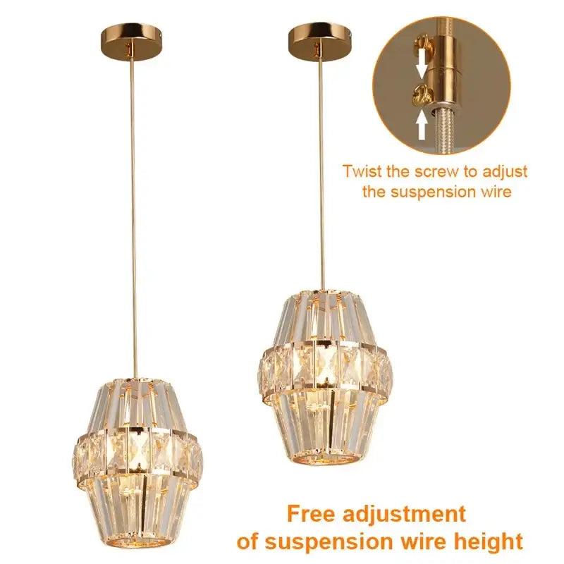 Modern Crystal Pendant Light with Gold-Tone Details