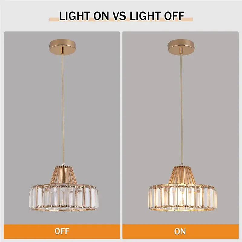 GreeLustr Modern Crystal Pendant Light, Black or Gold