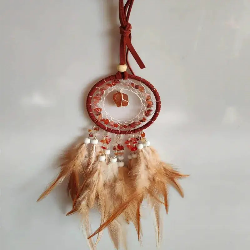 Dream Catcher Feather Pendant Crystal StoneHome Decor Wall Hanging Car Pendant Schoolbag Wind Chimes Dreamcatcher Decoration