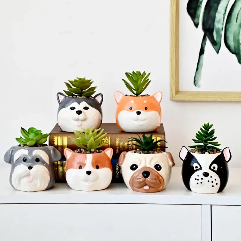 cute puppy succulent planter