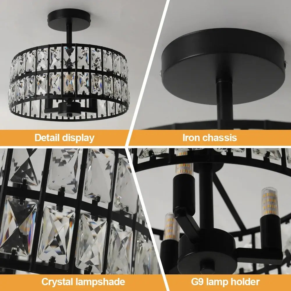 VETRULUS Crystal Pendant Light, Black or Gold