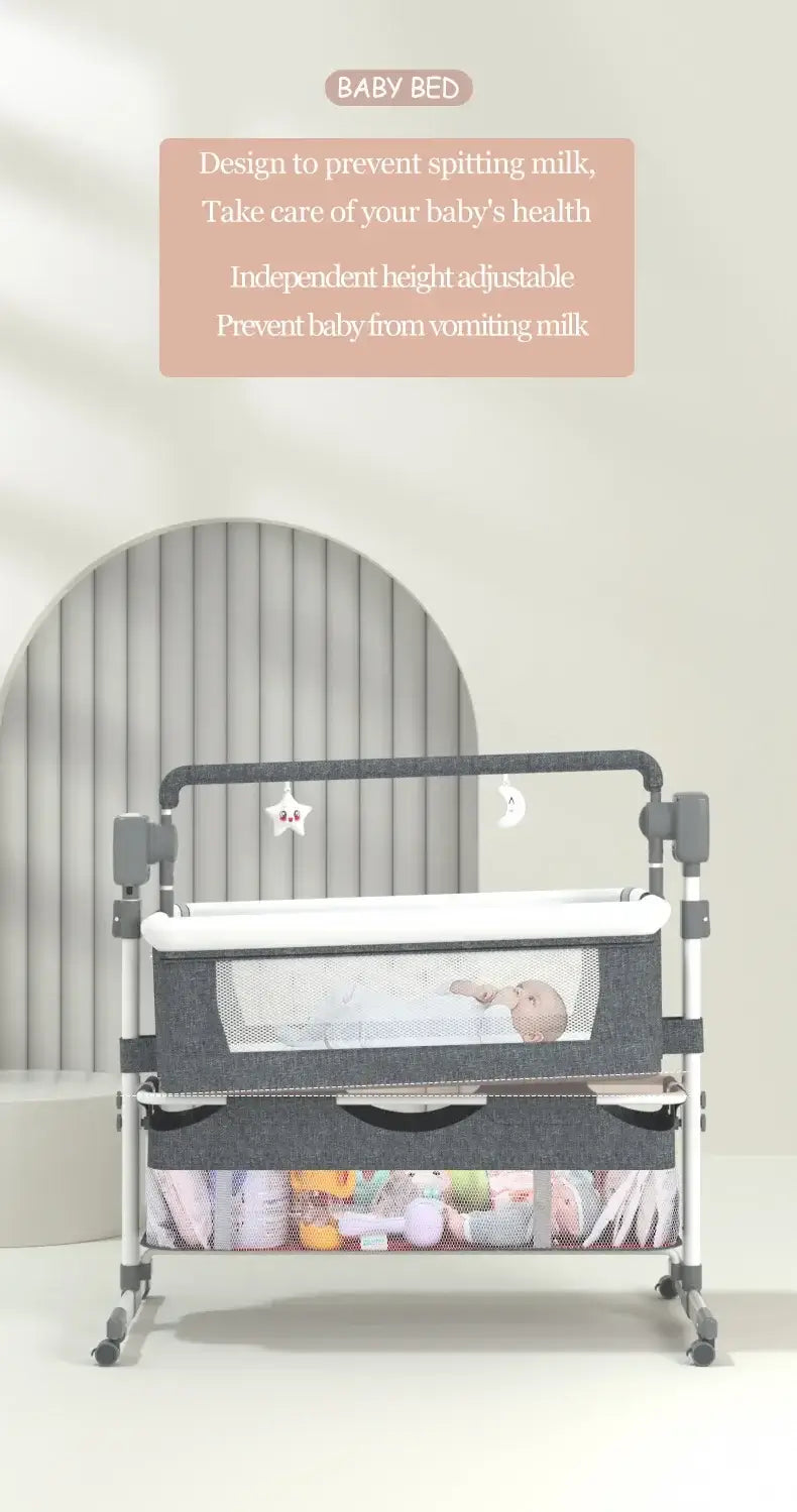 Electric Baby Bed Baby Crib Bluetooth Luxury Portable Baby Easy to Clean Travel Bed with Mattress Cradle for Newborns Infant Cot