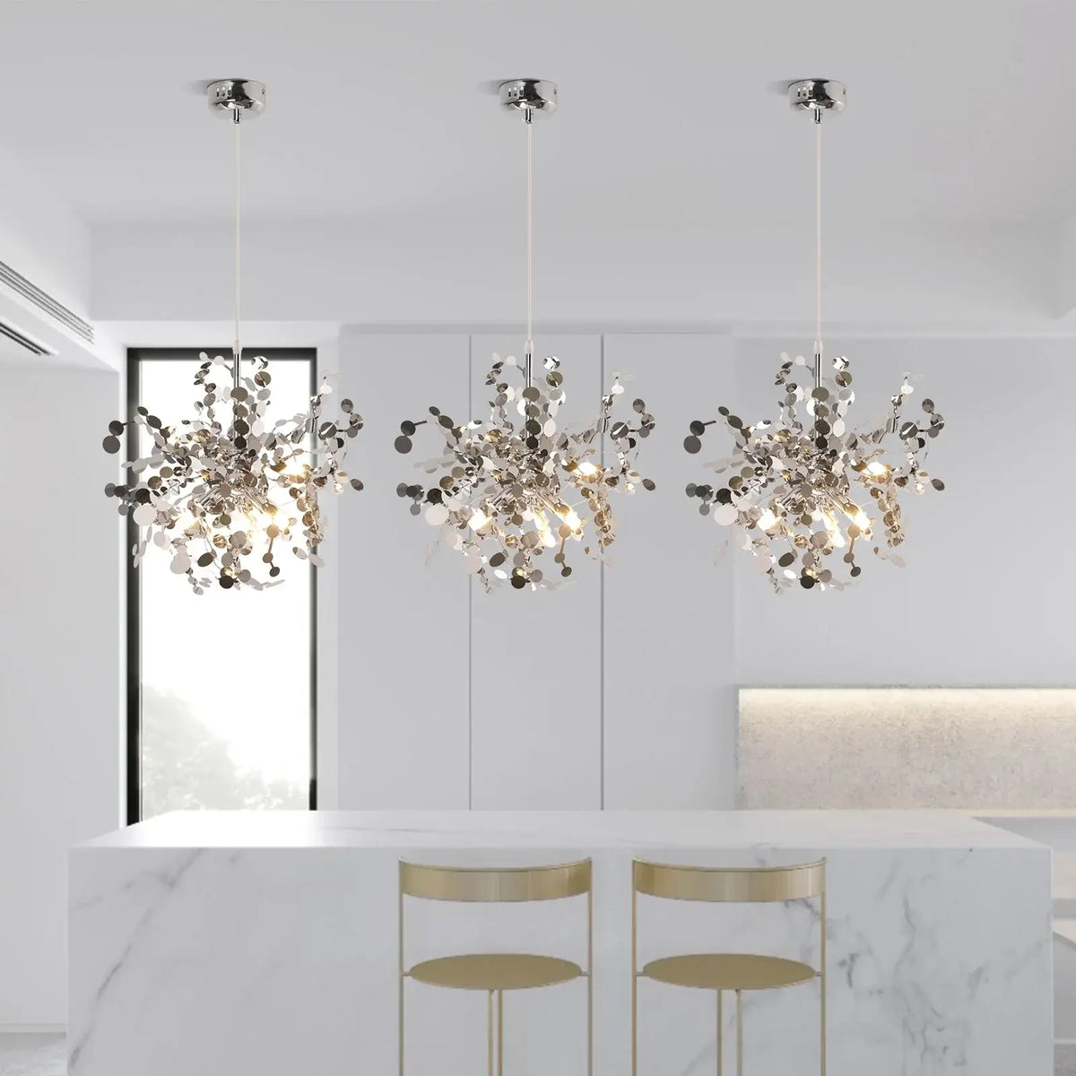 Modern Firework-Style Crystal LED Chandelier, Gold or Silver