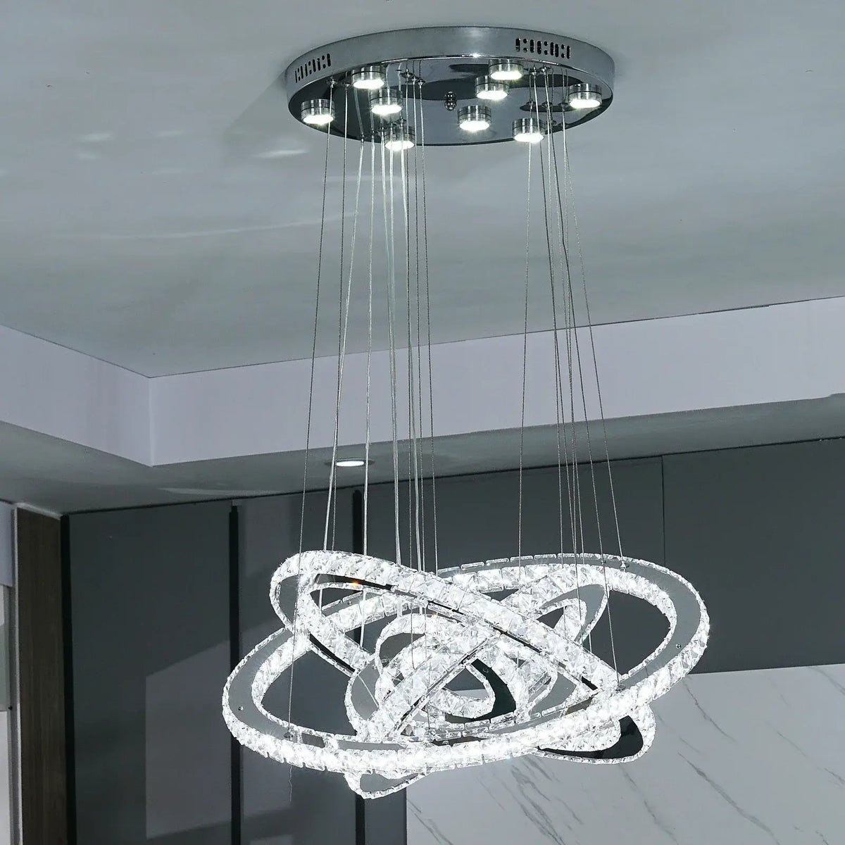Modern Crystal Ring LED Pendant Chandelier