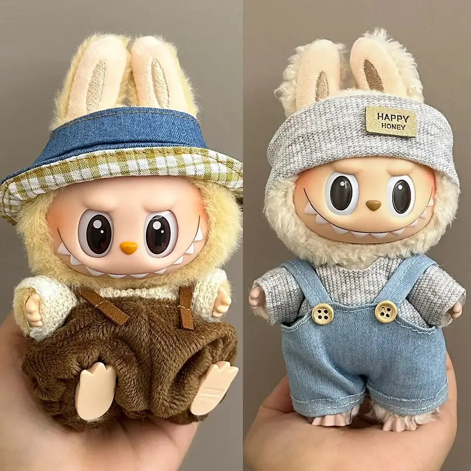Cute Labubu Doll Outfit Set - Jumpsuit & Plush Hat