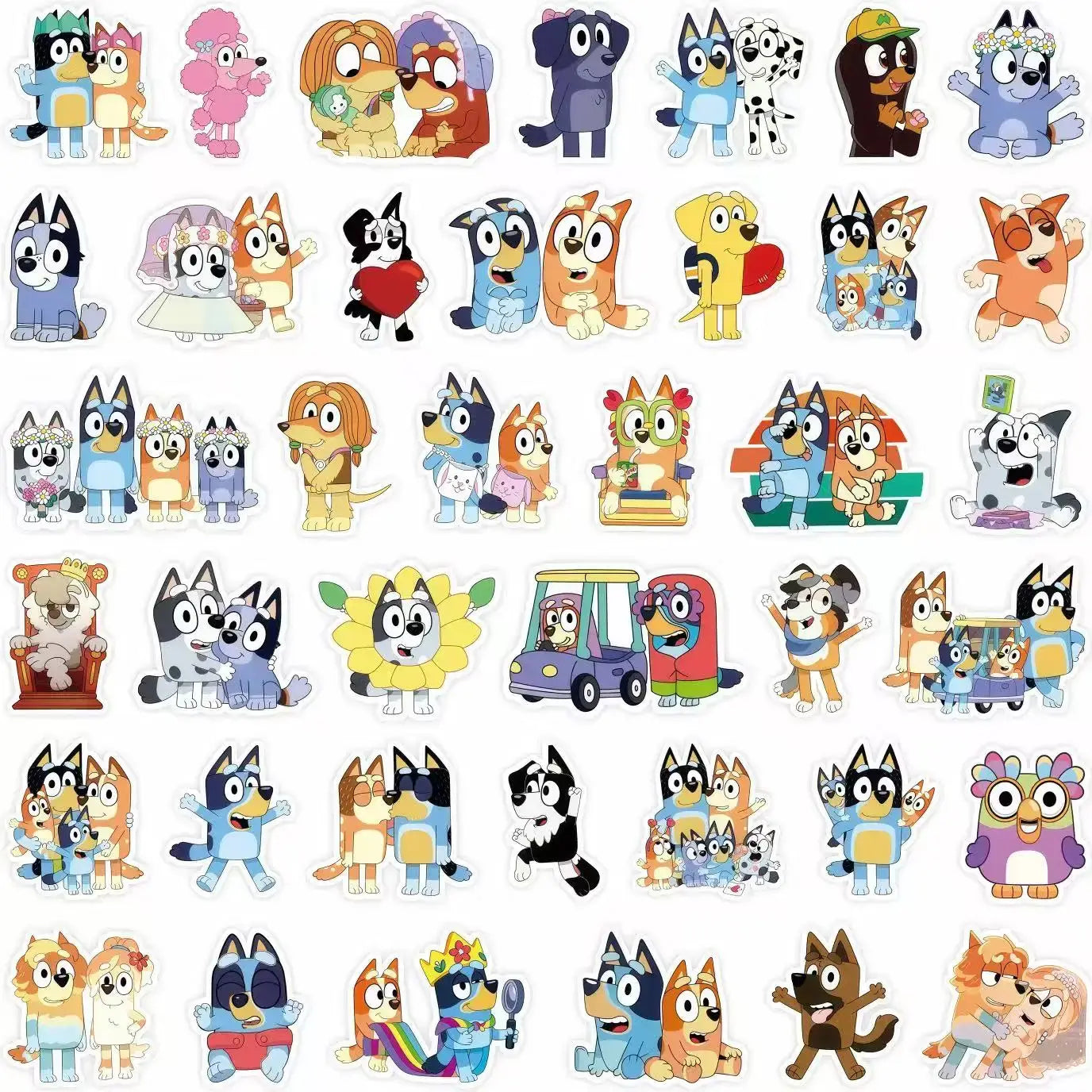 100PCS Cartoon Bluey Family Animation Stickers Graffiti Sticker Scrapbook Luggage Laptop Guitar Car Bike Skateboard Toy