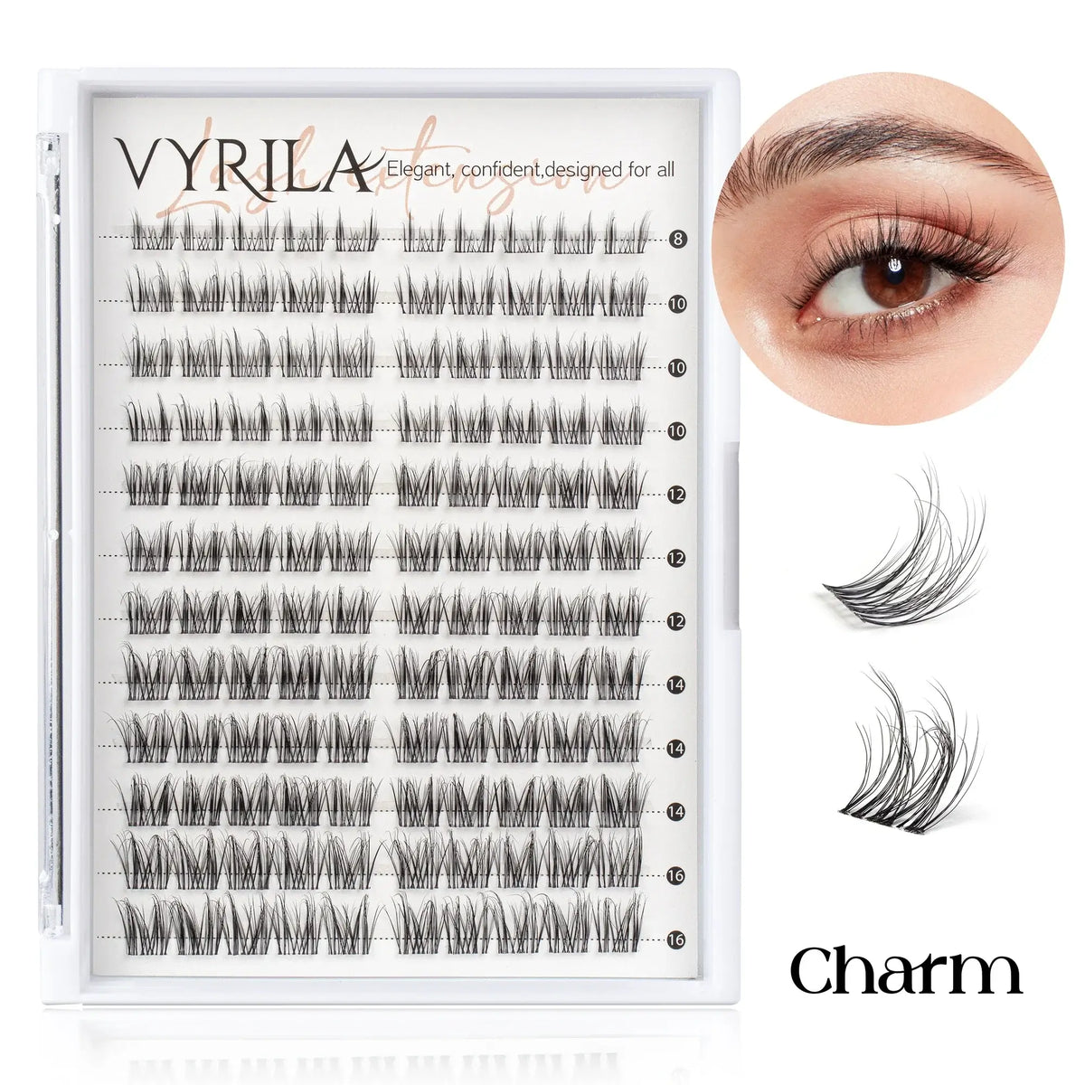 VYRILA Individual Cluster Lashes – C Curl 3D Wispy DIY Eyelash Extensions | 0.05–0.07mm Super Thin Band | Reusable Natural Look