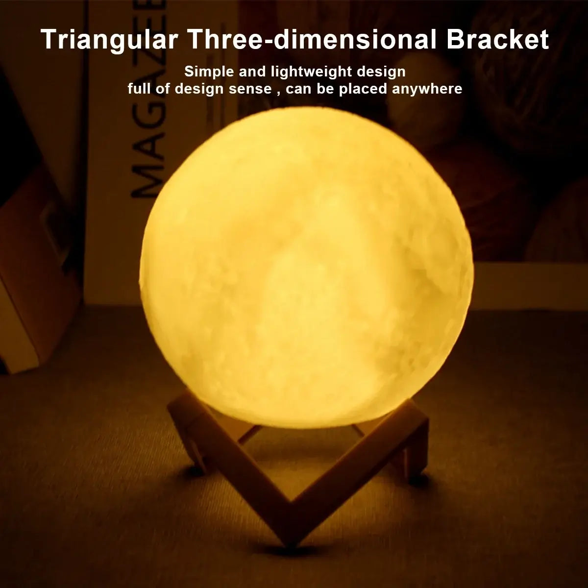 Battery-Powered LED Moon Night Light with Stand