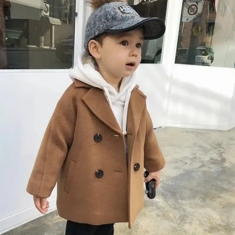 Kids’ Double-Breasted Lapel Coat