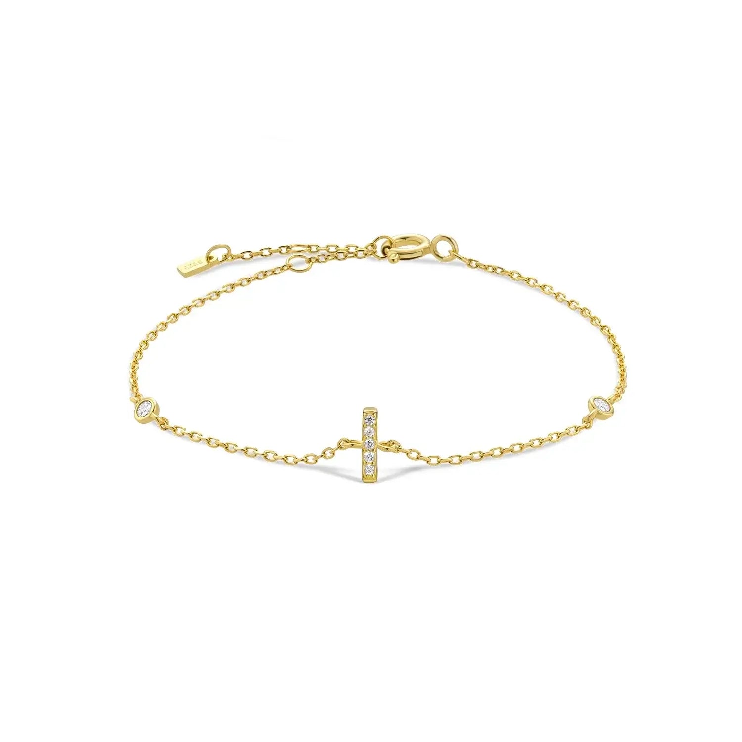 925 Sterling Silver Initial 26 Letters Alphabet Monogram Gold Name Bracelet Crystal CZ Zircon 2021 Fashionable Jewelry
