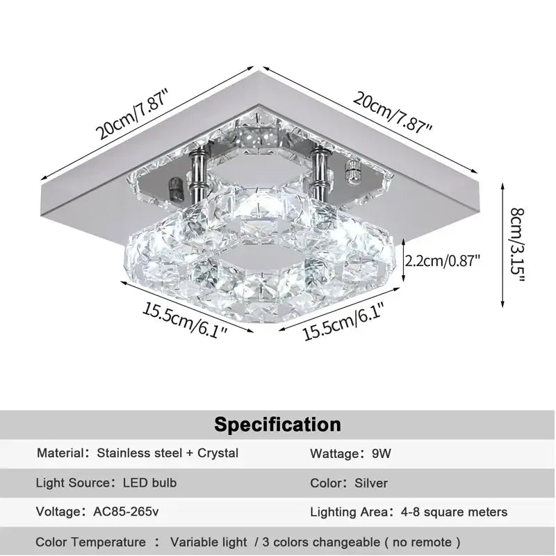 GreeLustr Crystal LED Ceiling Light, 20 or 27 cm
