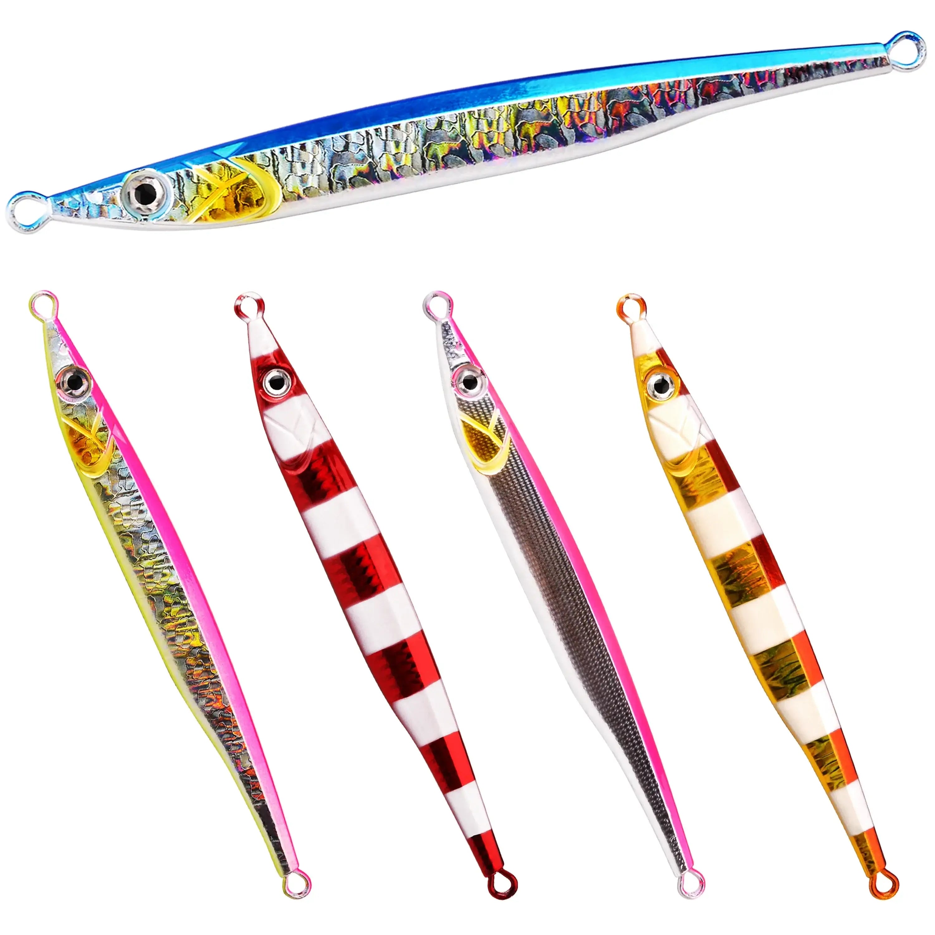 5PC Metal Jig Fishing Lure 60g-180g Swimbait 3D Laser Wobbler Pike